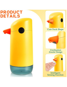 Dispensador de Jabón Automático Pinkunn Pato Amarillo 2 Piezas 2