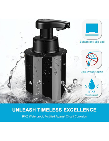 Dispensador Automático de Jabón Espumoso RRSilvia 325ml Negro