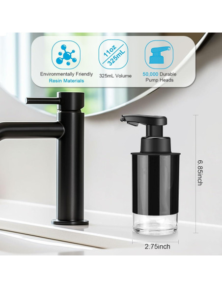 Dispensador Automático de Jabón Espumoso RRSilvia 325ml Negro