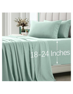 Juego de Sábanas Queen VACVELT 4 Piezas Rayón Bambú Aqua