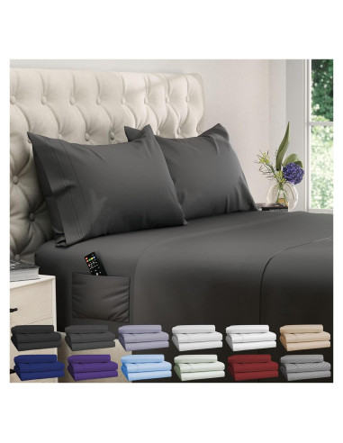 Juego de Sábanas Dreamcare Reina Microfibra 4 Piezas Gris