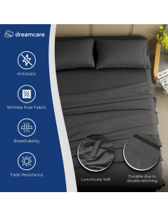 Juego de Sábanas Dreamcare Reina Microfibra 4 Piezas Gris 2