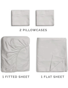 Juego de Sábanas Queen CGK Unlimited - Rayón y Poliéster, Gris Claro 2