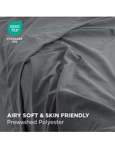 Juego de Sábanas 6 Piezas Bedsure Queen Gris Ajuste Profundo 2