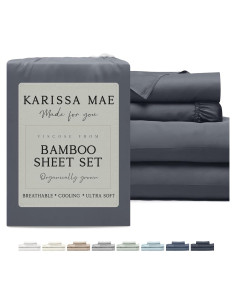 Juego de Sábanas de Viscosa de Bambú Karissa Mae Reina 300 Hilos