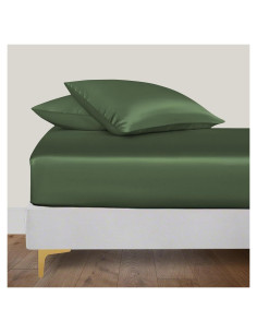 Sábana Ajustable Linenwalas Viscosa de Bambú Queen Verde Aguacate