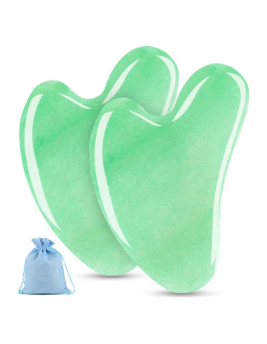 Set de Gua Sha Facial Esur de Jade Natural - 2 Piezas