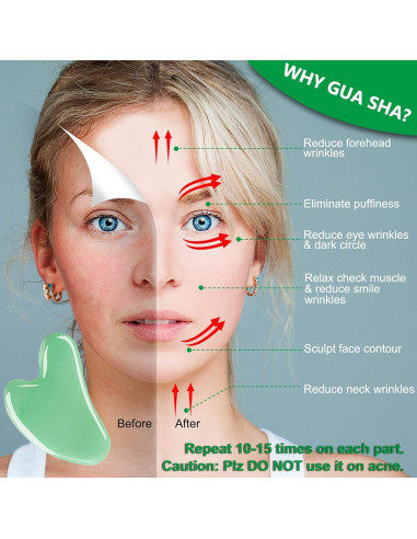 Set de Gua Sha Facial Esur de Jade Natural - 2 Piezas