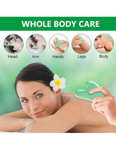 Set de Gua Sha Facial Esur de Jade Natural - 2 Piezas