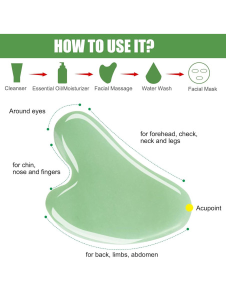 Set de Gua Sha Facial Esur de Jade Natural - 2 Piezas