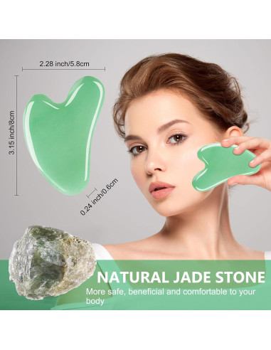 Set de Gua Sha Facial Esur de Jade Natural - 2 Piezas