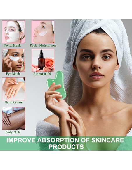 Set de Gua Sha Facial Esur de Jade Natural - 2 Piezas