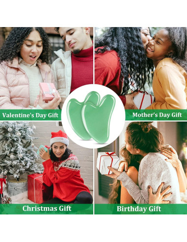 Set de Gua Sha Facial Esur de Jade Natural - 2 Piezas