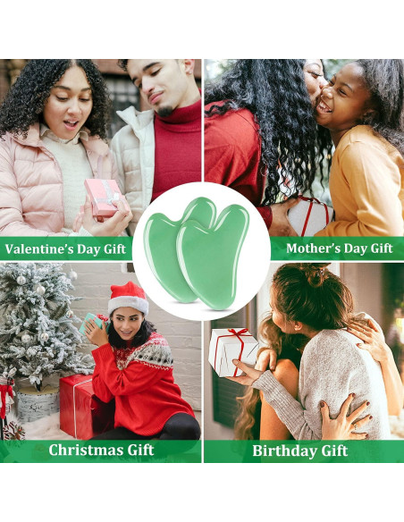 Set de Gua Sha Facial Esur de Jade Natural - 2 Piezas