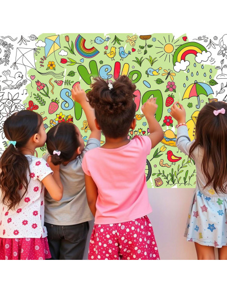 Póster de Colorear Gigante OHOME Primavera 76.2 x 182.9 cm Póster de Colorear Gigante OHOME Primavera 76.2 x 182.9 cm