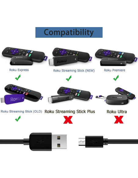 Cable de carga Micro USB Odonm 5FT para Roku Streaming Stick