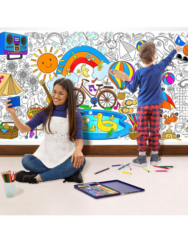 Póster Gigante para Colorear Gatherfun 80x183 cm Verano