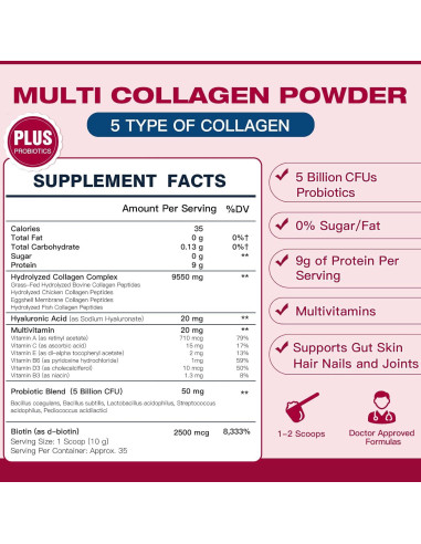 Polvo de Colágeno Hidrolizado DRFOSTER 349g con Probioticos