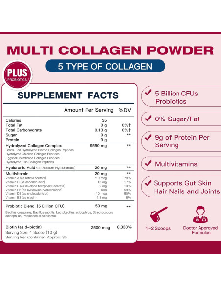 Polvo de Colágeno Hidrolizado DRFOSTER 349g con Probioticos