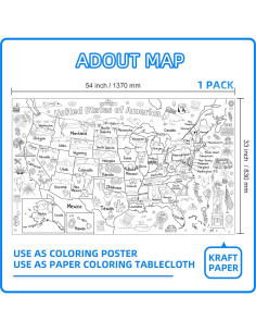 Póster Gigante para Colorear Mapa de EE. UU. 137x83 cm - Licidecopai 2