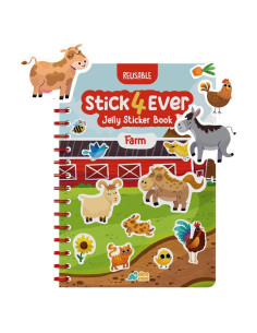Stick4Ever Libro de Stickers de Gel DINO MINI - Granja 50 Piezas