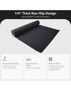 Mat de Yoga Antideslizante Fitvids 172.72x60.96cm Alta Densidad 2