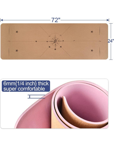 Alfombrilla de Yoga NUNET de Corcho Rosa 6mm Antideslizante