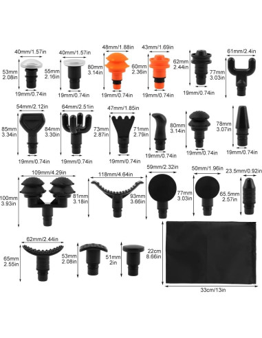 Accesorios de Masaje JIANWEI 20pcs Cabezas Reemplazo Negro