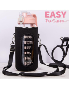 Botella de Agua de Vidrio DEARRAY 2L Motivacional con Pajilla 2