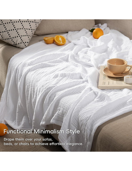 Manta de Muselina PHF 100% Algodón King 274x229 cm Blanca Manta de Muselina PHF 100% Algodón King 274x229 cm Blanca