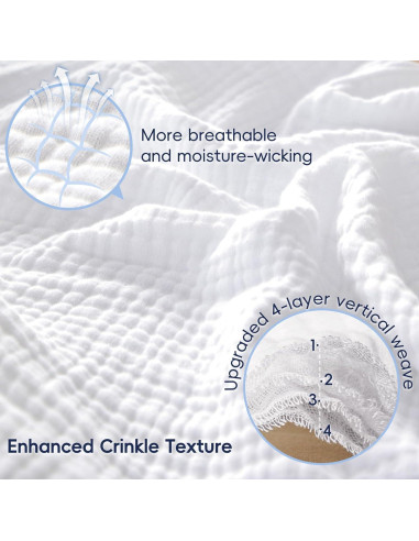 Manta de Muselina PHF 100% Algodón King 274x229 cm Blanca