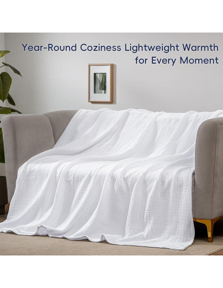 Manta de Muselina PHF 100% Algodón King 274x229 cm Blanca Manta de Muselina PHF 100% Algodón King 274x229 cm Blanca