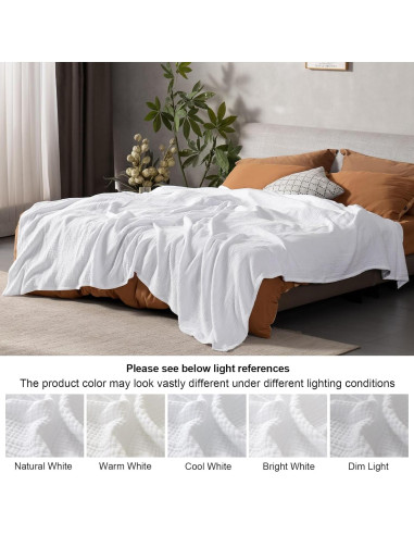 Manta de Muselina PHF 100% Algodón King 274x229 cm Blanca