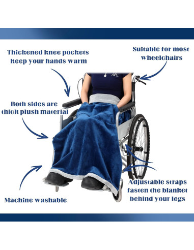 Manta para Silla de Ruedas Newwiee Terciopelo Azul Marino 107x91cm