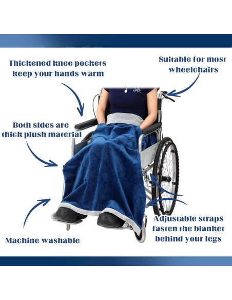 Manta para Silla de Ruedas Newwiee Terciopelo Azul Marino 107x91cm