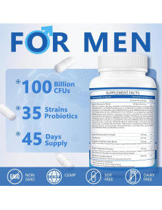 Probioticos para Hombres ZEBORA 100 Mil Millones CFU 90 Cápsulas 2