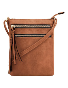 Bolsa de Hombro DELUXITY Cognac | Cuero Vegano | Mediana