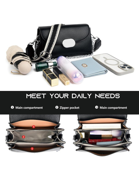 Bolsa Cruzada Eslcorri de Cuero para Mujeres - Blanco - 24.9x13x9.9 cm