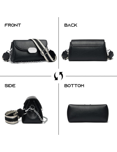 Bolsa Cruzada Eslcorri de Cuero para Mujeres - Blanco - 24.9x13x9.9 cm