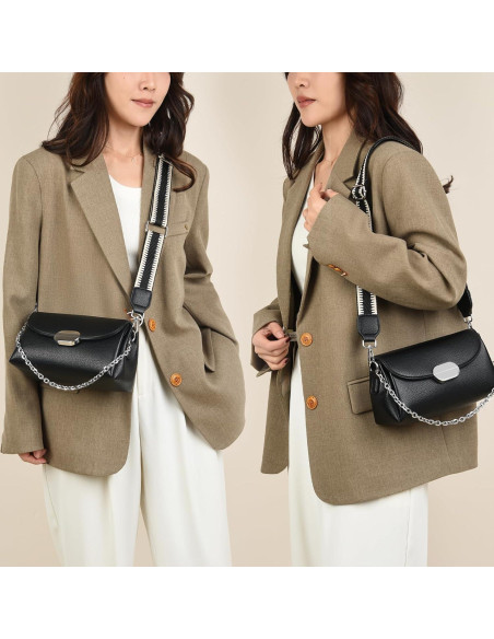 Bolsa Cruzada Eslcorri de Cuero para Mujeres - Blanco - 24.9x13x9.9 cm