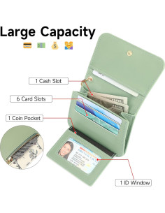 Cartera GAEKEAO Pequeña para Mujeres con Bloqueo RFID Verde 2