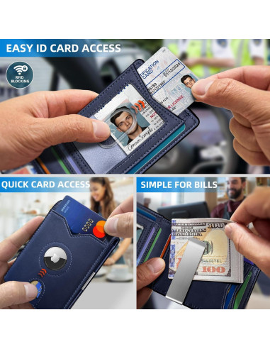 Billetera delgada para hombres MIYOZI con clip y bloqueo RFID