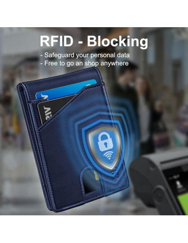Billetera delgada para hombres MIYOZI con clip y bloqueo RFID