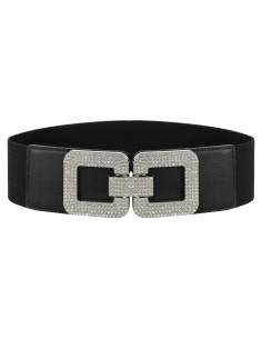 Cinturón Elástico Vintage para Mujeres Ajustable Negro