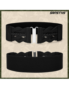Cinturón Elástico Vintage SANSTHS para Mujeres - Ancho 7.62 cm 2