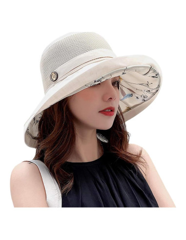 Sombrero de Pesca Plegable UV UPF 50+ para Mujeres Beige