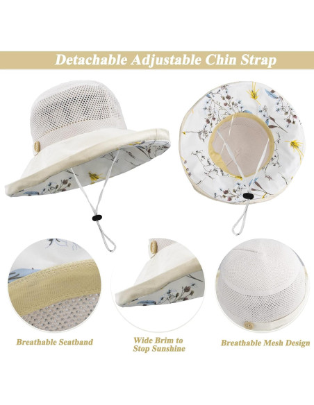 Sombrero de Pesca Plegable UV UPF 50+ para Mujeres Beige