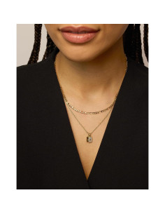 Collar Doble Placa Inicial PAVOI Baño Oro 14K con Circonita 2