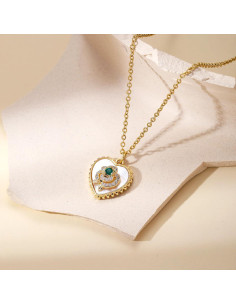 Collar de Oro Minimalista GIOLOYS con Colgante Corazón y Estrella 2