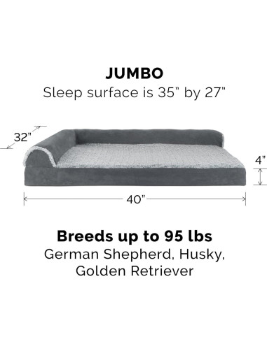 Cama de Perro Jumbo Furhaven Espuma Viscoelástica 112x89cm